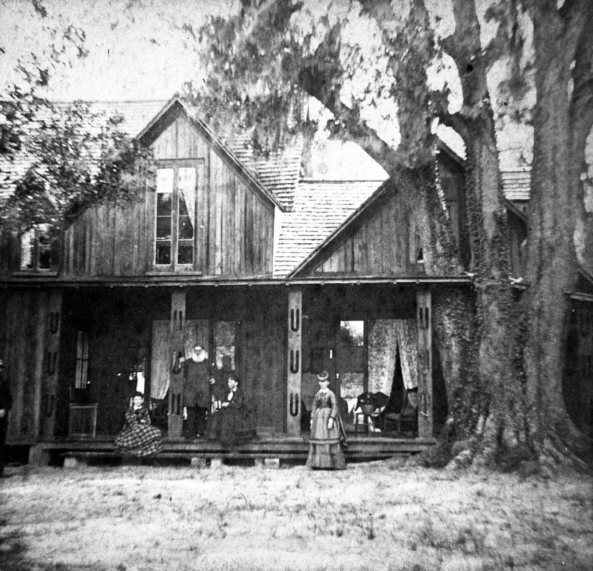 Stowe family in front of their home.