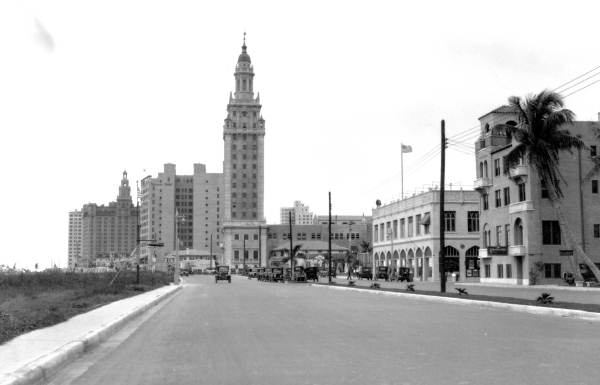 Street with news tower.