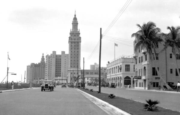 Street with news tower.