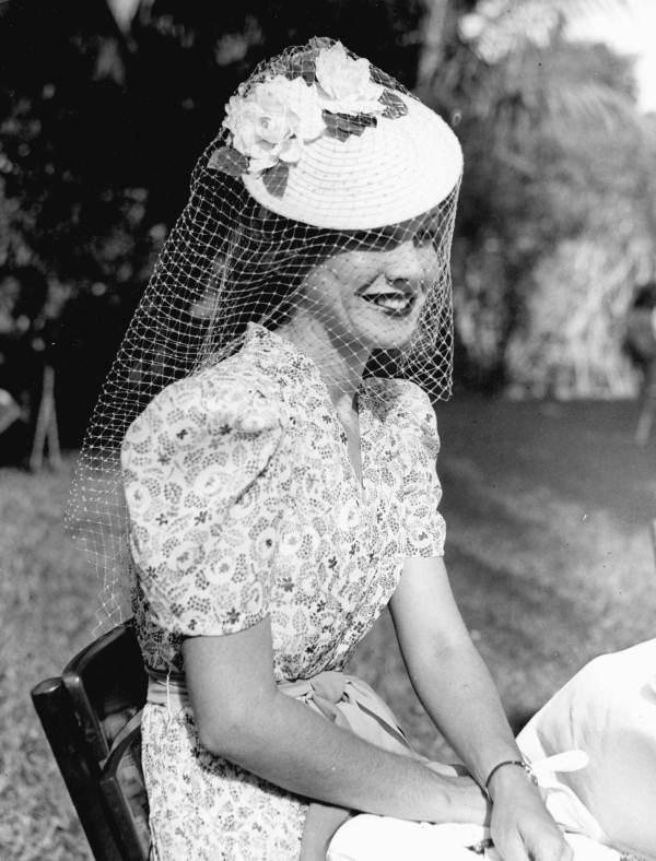 Hat fashions at the Roney Plaza Hotel.