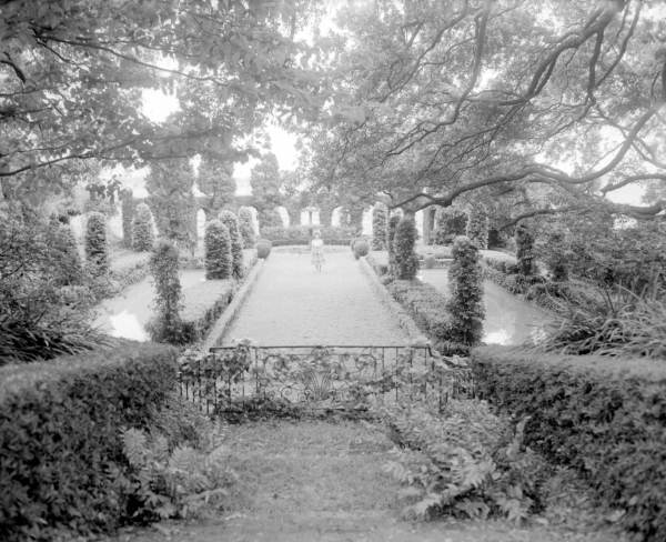 Formal garden at the DeEtte Holden Cummer residence.