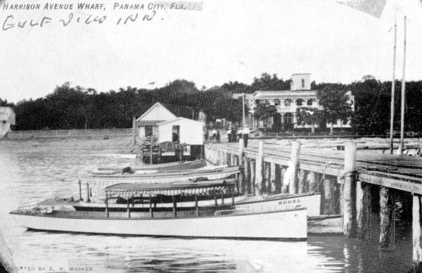 View of wharf and Gulf View Inn.