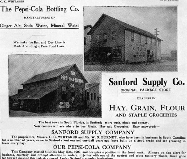 Advertisement for soda and groceries