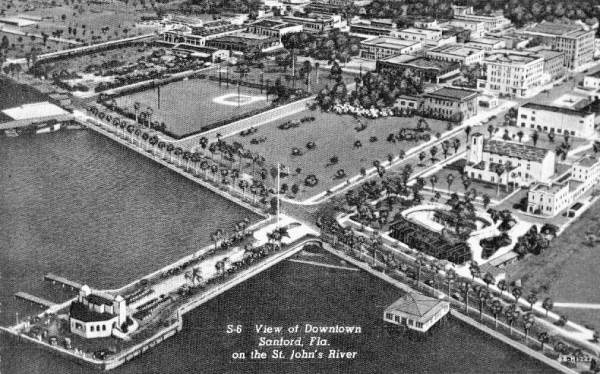 Aerial view of downtown Sanford on the St. John's River.