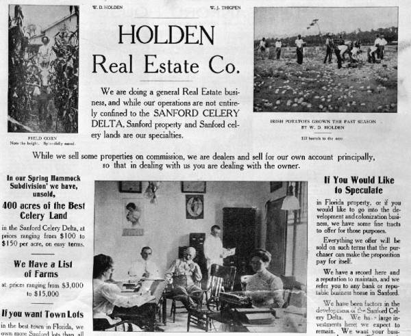 Advertisement for the Holden Real Estate Company.