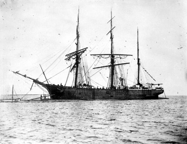 Unidentified ship taking on cypress at Carrabelle harbor