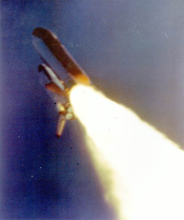 Space Shuttle Challenger seconds before the accident