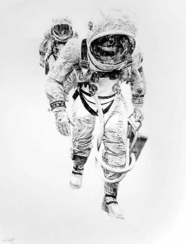 Artist rendering of Astronauts walking up ramp