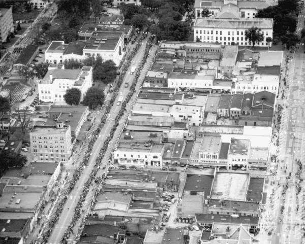 Aerial view of Governor Fuller Warren's inauguration.