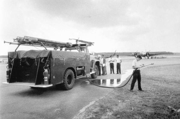 Airport station crew on runway - Tallahassee, Florida.