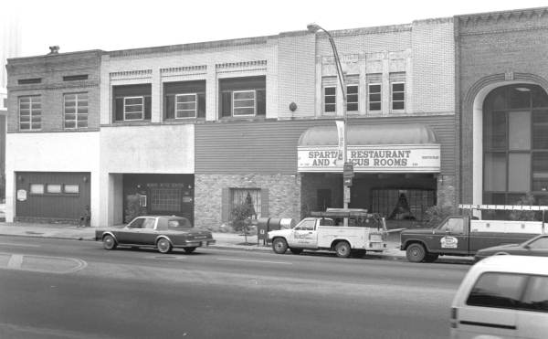 View of Monroe Street with businesses - Tallahassee, Florida.
