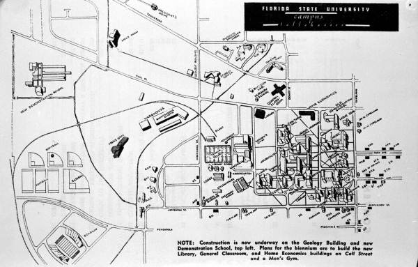 Map of new construction and proposed buildings at Florida State University.