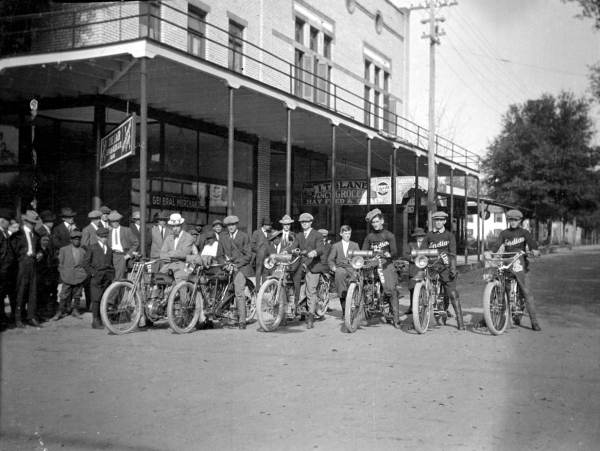 Gathering of a group of motorcyclists