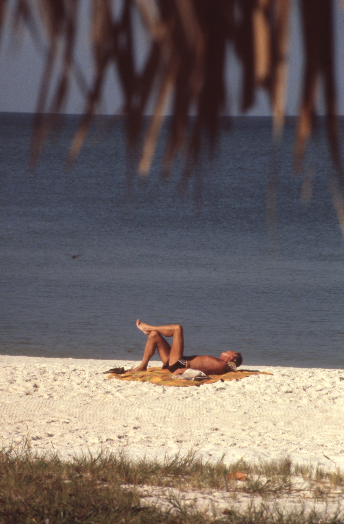 Man in the sun at the beach - Naples, Florida.