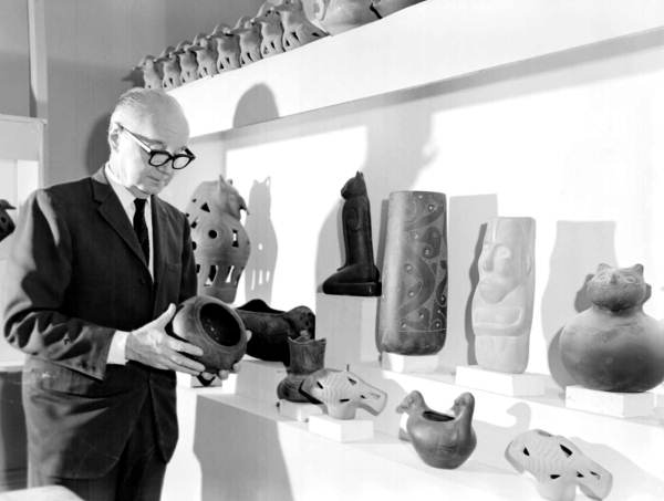 Ivan Gundrum with some of his recreated Weedon Island pottery - Tallahassee, Florida.