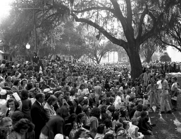 Part of the crowd attending the May Day celebration in Lewis Park - Tallahassee, Florida.