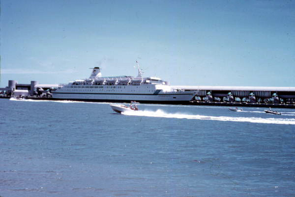 One of the cruise ships docked of the Port of Miami - Miami, Florida.