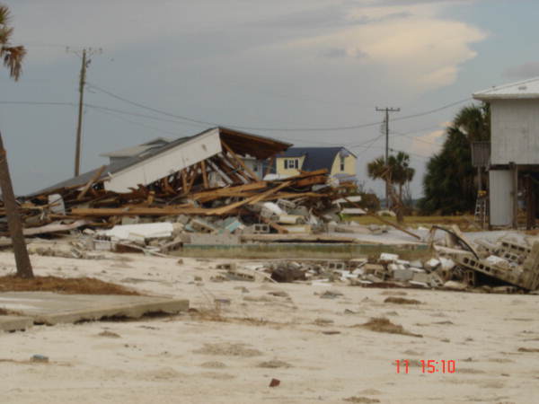 View of house demolished by Hurricane Dennis - Alligator Point, Florida