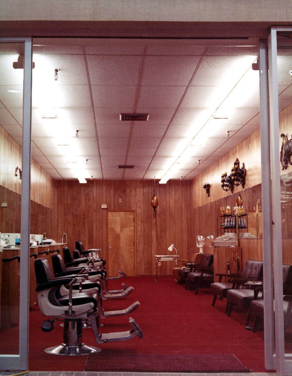 Interior view of barbershop in the Northwood Mall on opening day - Tallahassee, Florida.