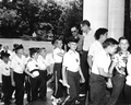 Governor Dan McCarty and children from Safety Harbor at the Governor's Mansion - Tallahassee, Florida.