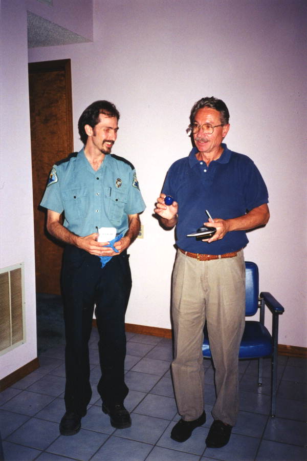 Archaeologist and University of Florida professor Dr. Jerald Milanich with park ranger Dave Nelson at Big Talbot Island State Park - Jacksonville, Florida .