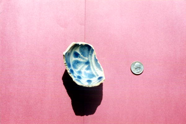 Spanish majolica sherd from the San Juan del Puerto mission on Fort George Island - Jacksonville, Florida .