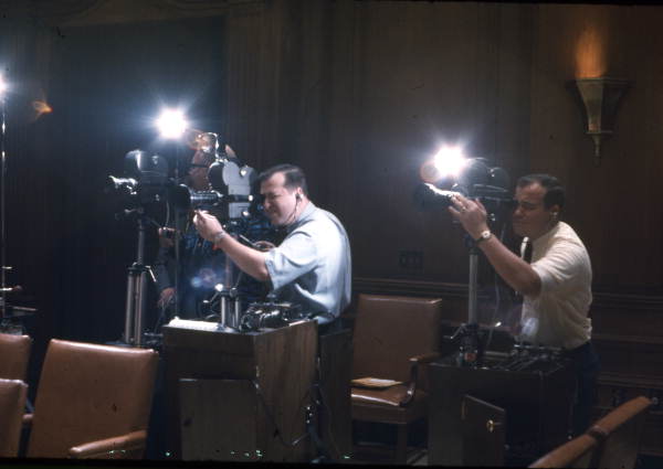 View of members from the press covering a speech delivered by Governor Claude Kirk - Tallahassee, Florida