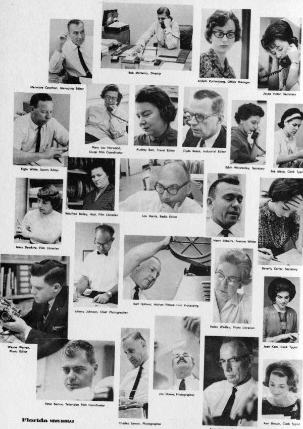 Photocollage with portraits of Florida News Bureau employees