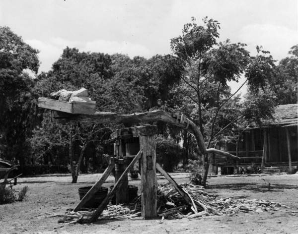 Farm house and sugar cane grinders