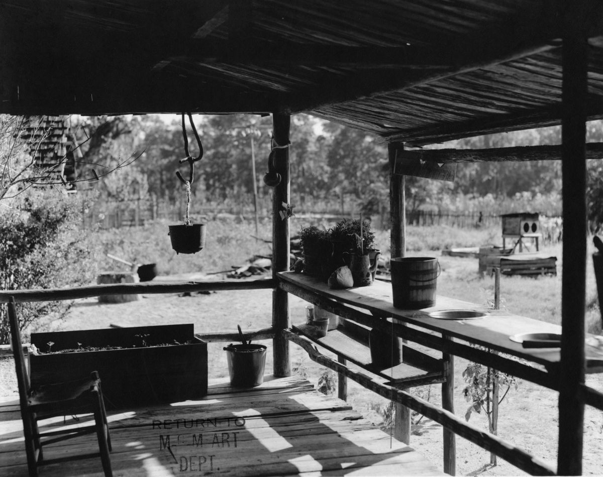 Close-up view of farmhouse porch used in "The Yearling" motion picture