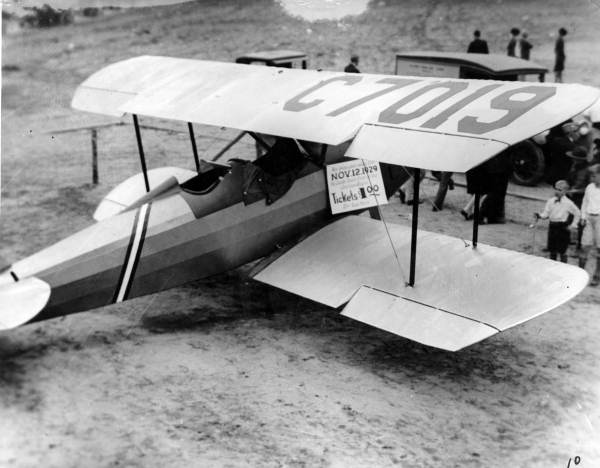 View of plane being raffled off during grand opening of Dale Mabry Field in Tallahassee, Florida.