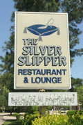 Sign for the Silver Slipper restaurant in Tallahassee, Florida.