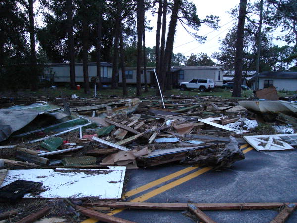 Hurricane Dennis debris on U.S. 98 in Franklin County.