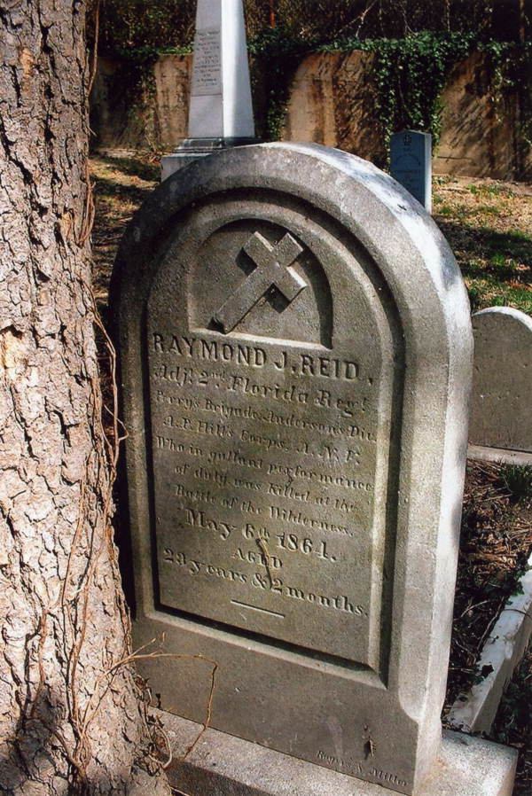 Gravestone for Raymond J. Reid at the Hollywood Cemetery in Richmond, Virginia.