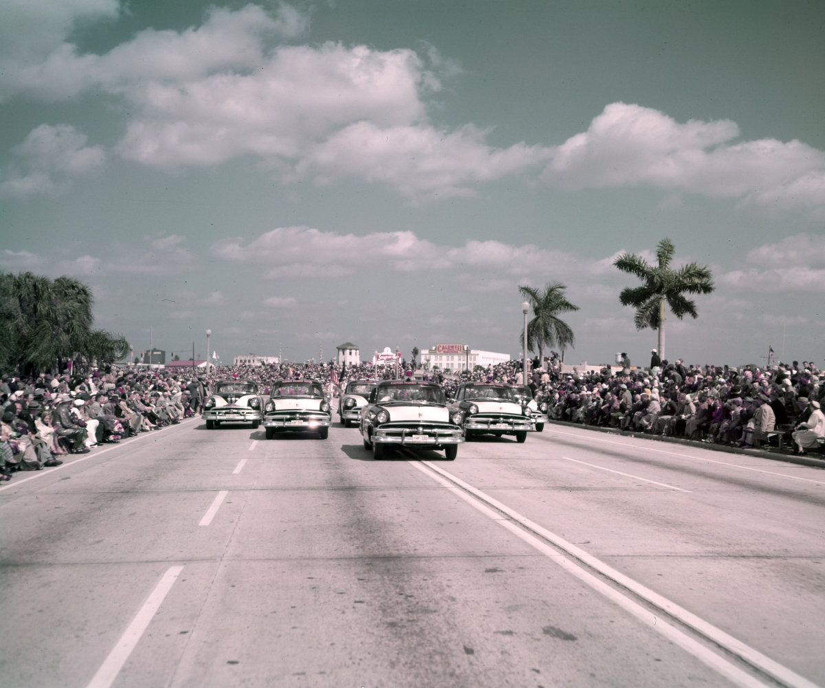 Highway patrol cars in the Tampa Gasparilla parade.