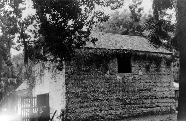 View showing stable built of tabby concrete at the Kingsley Plantation on Fort George Island in Jacksonville, Florida.