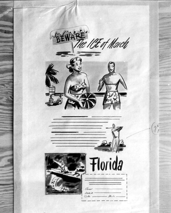 Sketch for a State Advertising Commission advertisement