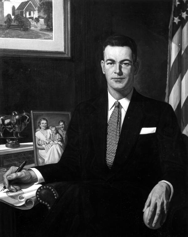 Painted portrait of Florida's 31st Governor Dan McCarty - Tallahassee, Florida.