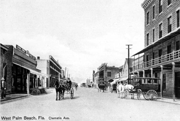 View down Clematis Street - West Palm Beach, Florida.