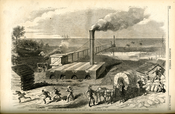 Destruction of a rebel salt factory, on the Florida coast