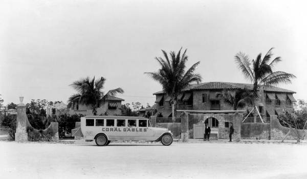 Bus in front of residence - Coral Gables, Florida