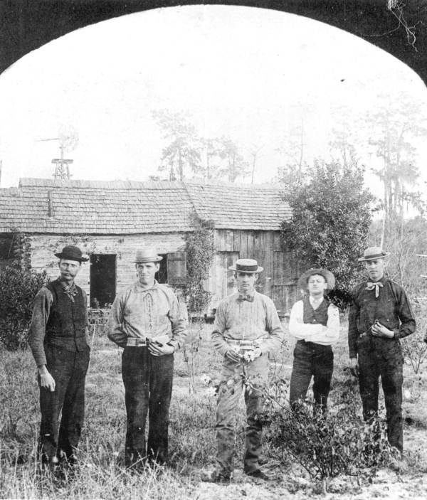 Five men camping at Citra, Florida