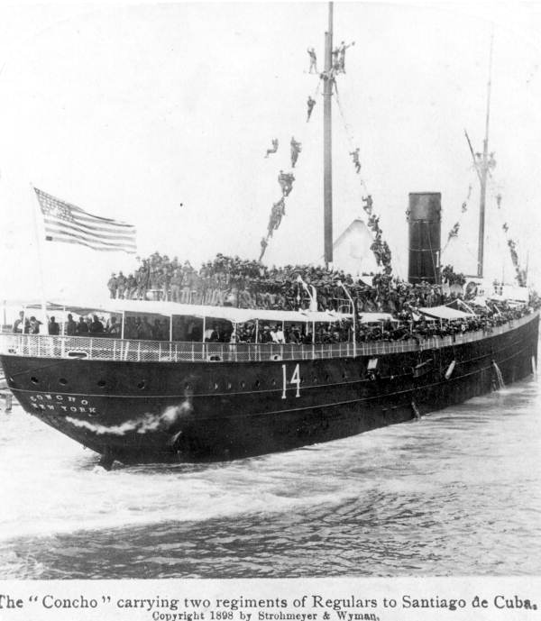 U.S. Army transport "Concho" carrying two regiments of regulars to Santiago de Cuba