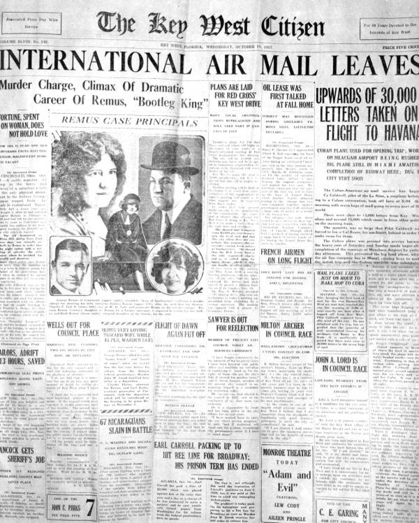 International Air Mail leaves; 30,000 letters taken on flight to Havana - Key West, Florida