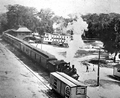 Hart Line steamboat "Hiawatha" and train by depot on the water - Silver Springs, Florida