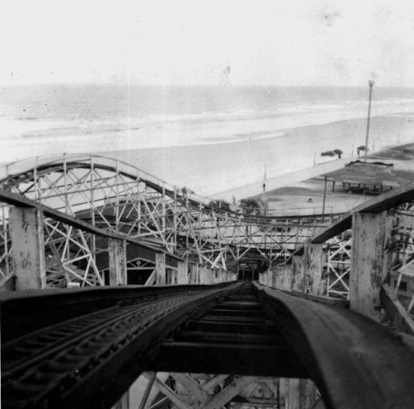 Looking down roller coaster at the beach - Jacksonville Beach, Florida.