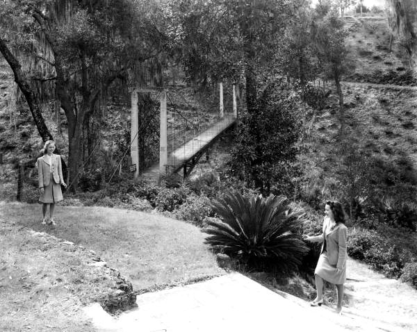 Three young women enjoy walking at Ravine Gardens - Palatka, Florida