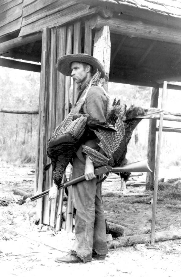 Mr. Brown, hunting guide, with turkeys - Green Swamp, Florida