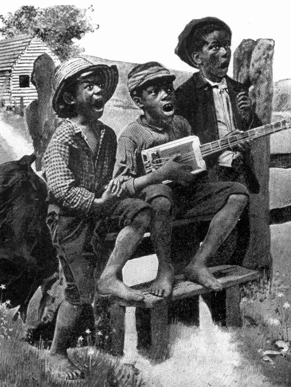 African American boys singing together