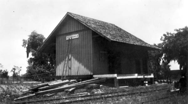 Railroad depot, undergoing repairs - Ferndale, Florida